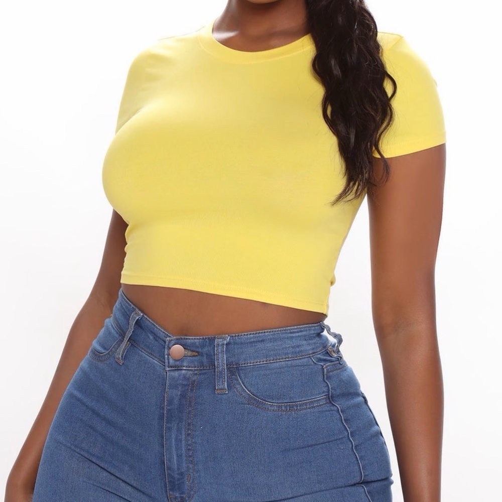 Fashion Nova Sunny Yellow Crop Top